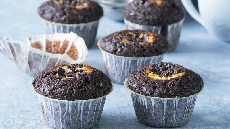 Kakaovo-kávové muffiny s tvarohem