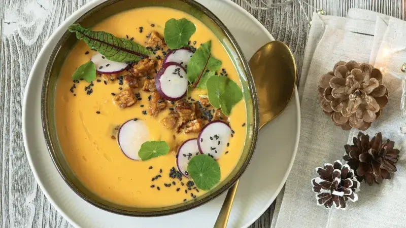 Krém z pečené zeleniny s tempehem