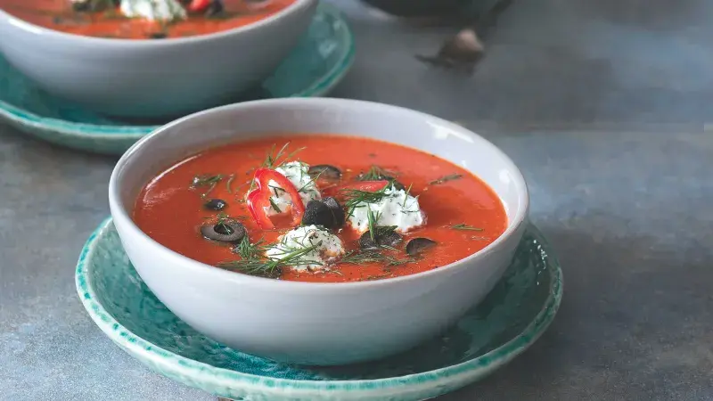 Krém z pečených paprik s domácím sýrem labne