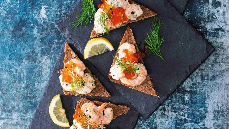 Krevetový chlebíček s kaviárem