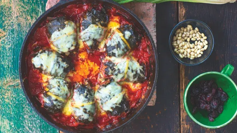 Mangoldové rolky plněné mletým telecím masem