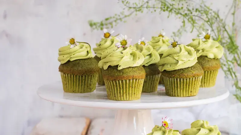 Matcha cupcaky s krémem z bílé čokolády