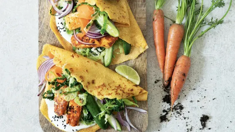 Mrkvové palačinky se sýrem tikka masala