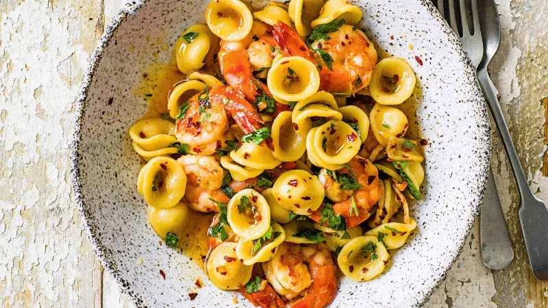 Orecchiette s krevetami