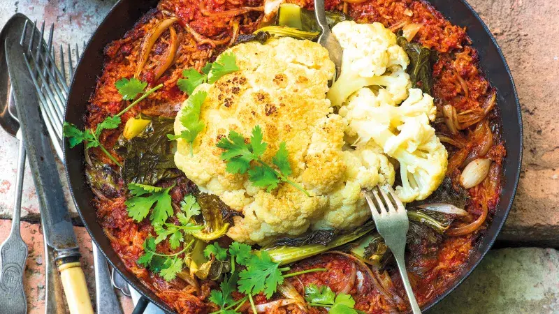 Pečený květák s rýží