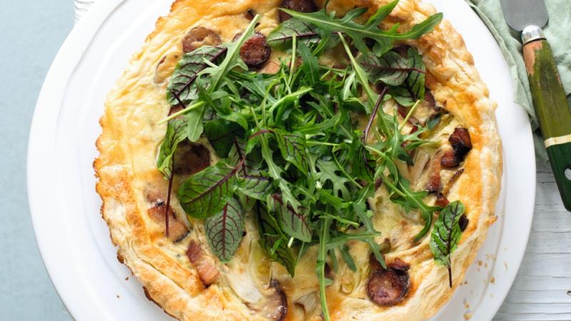 Quiche s rukolou a řepnými listy