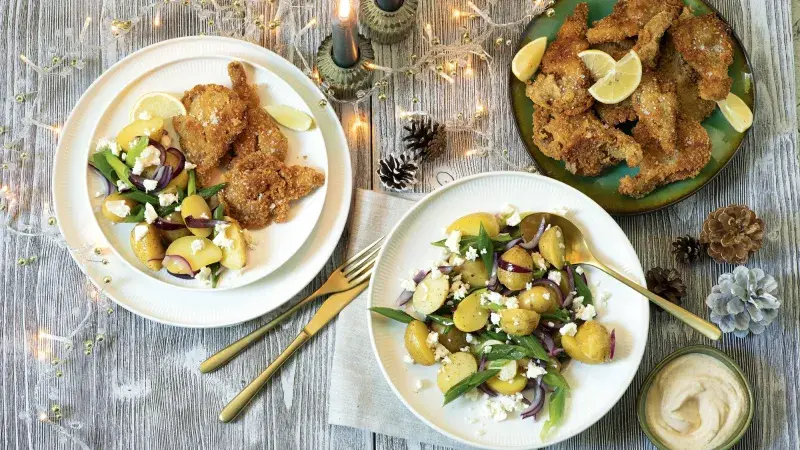 Řízky z hlívy ústřičné s lehkým bramborovým salátem