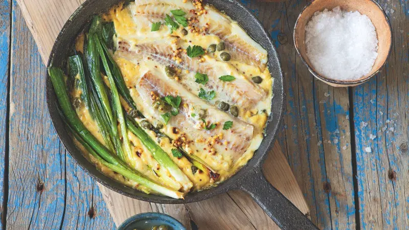 Rybí filé s kapary ve smetanovo-hořčičné omáčce