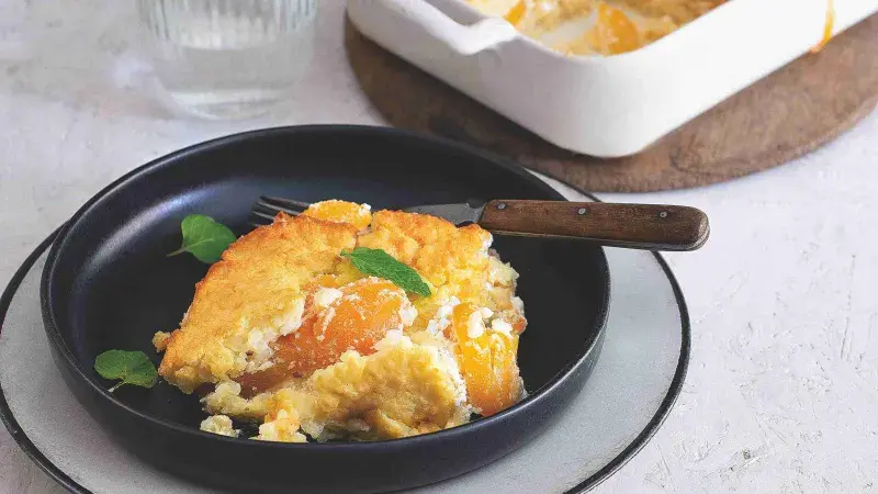 Rýžový nákyp s meruňkami a mátou