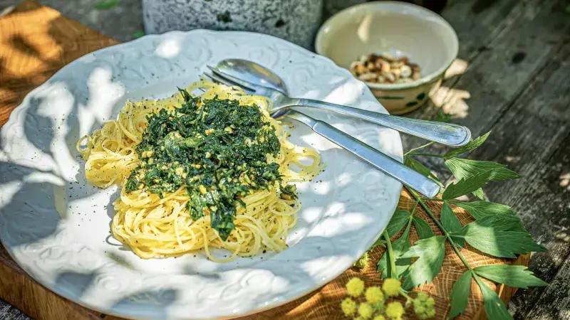 Špagety s libečkovým pestem