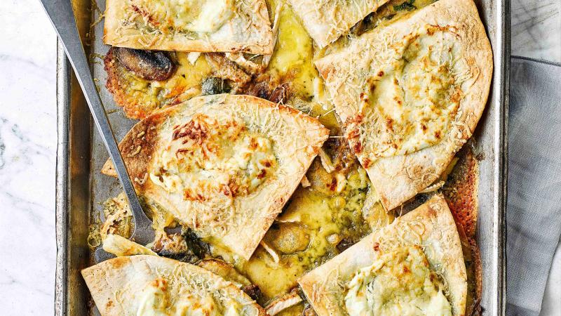 Tortilly z trouby se žampiony a sýrem brie