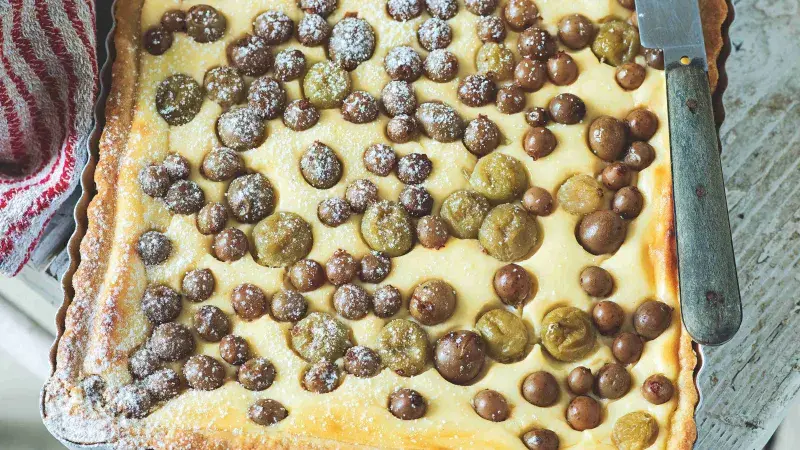 Tvarohový koláč s angreštem