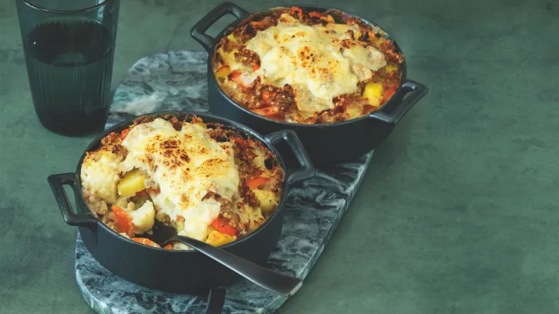 Zapečená pohanka se zeleninou a smetanou