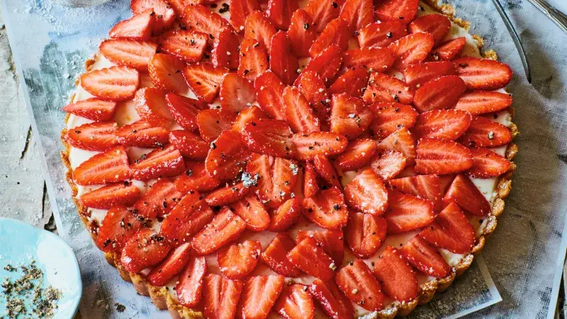 Jahodový koláč s vanilkou a pepřem