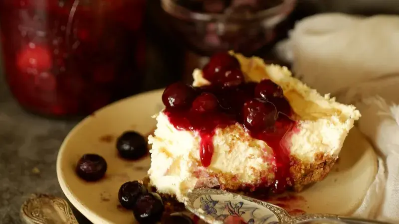 cheesecake s třešňovým džemem
