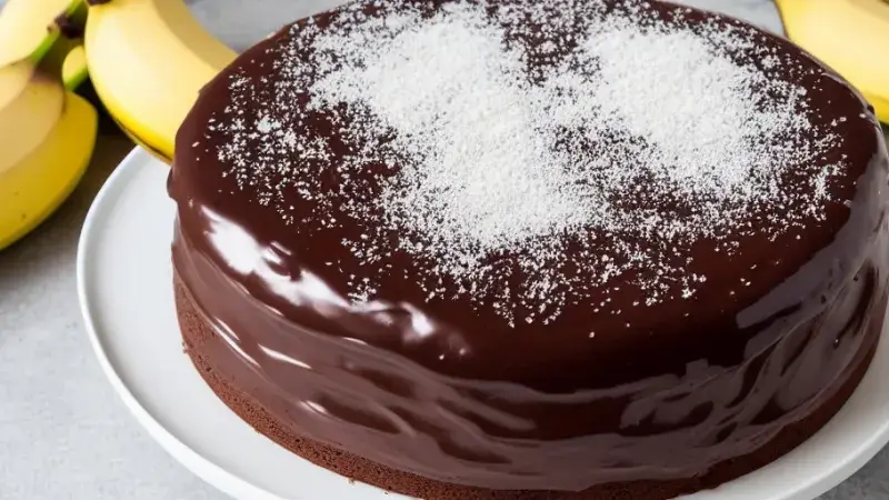 Banánový koláč s čokoládou a kokosem