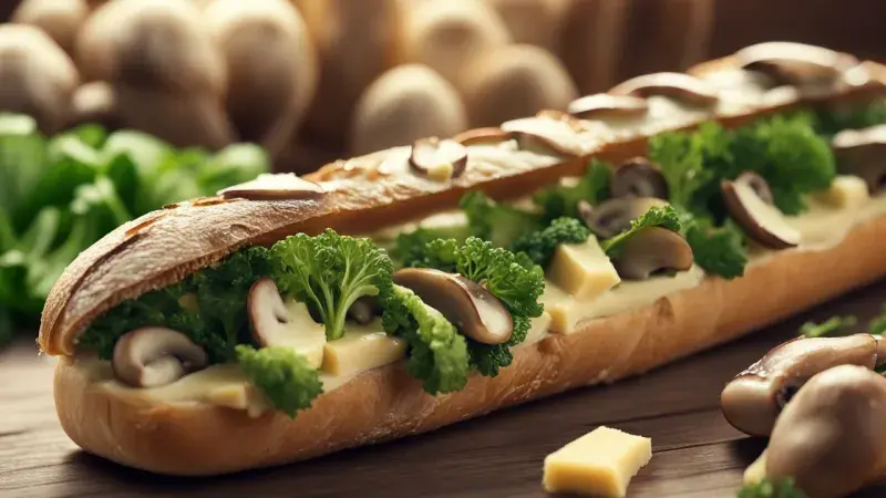 Křupavá bageta s houbami a sýrem