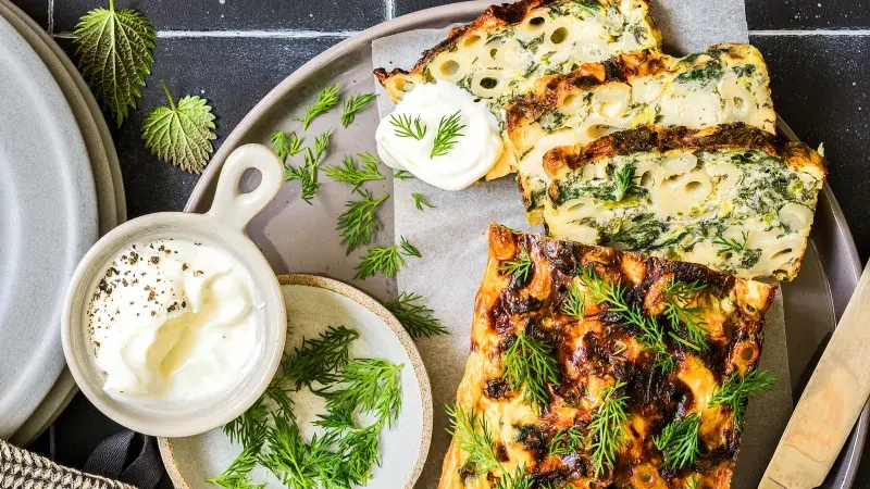 Zapečené těstoviny s kopřivami