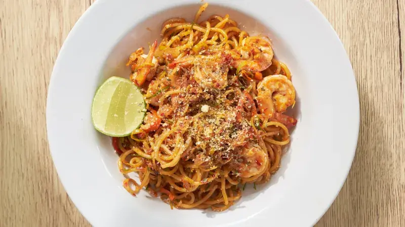 Thajské nudle s krevetami