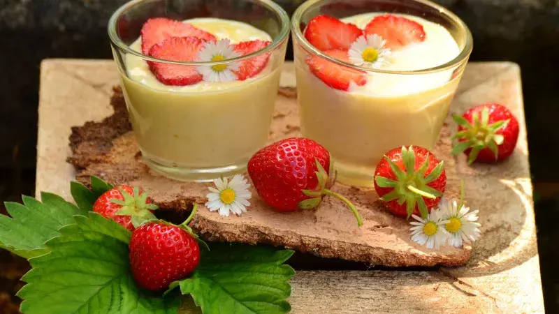 vanilkový pudink s jahodami vanilkový pudink s jahodami