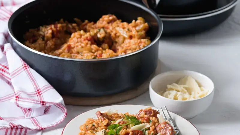 Rizoto s italskou klobásou a rajčátky