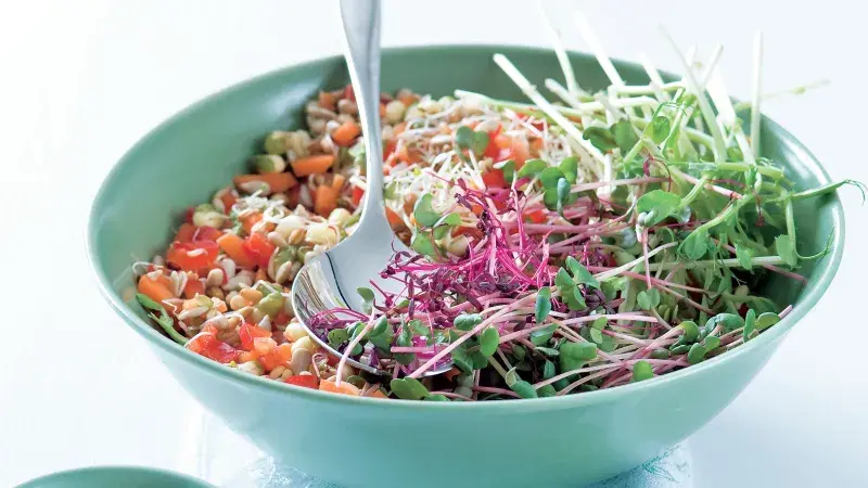 Salát s výhonky a petrželkovou zálivkou