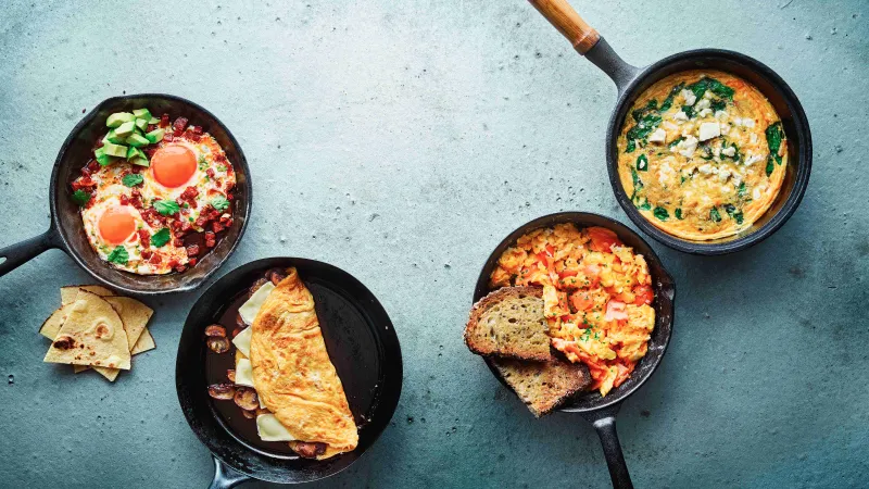 Omeleta se žampiony a plísňovým sýrem