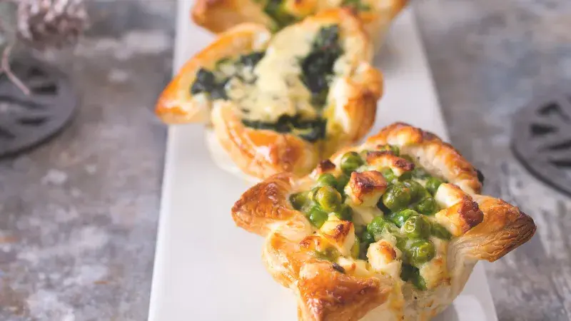 Slané košíčky se špenátem a hráškem