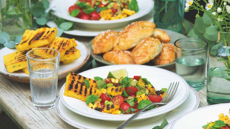 Succotash s grilovanou polentou