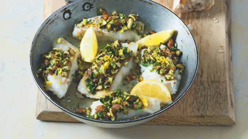 Treska s mandlovou gremolatou