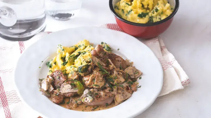 Vepřová panenka s estragonem & špenátová polenta