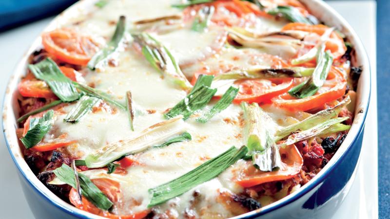Zapečené těstoviny se sýry cottage a mozzarella