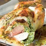 Pečené kuře s nádivkou z pórku a kozího sýra