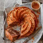 Banánovo-čokoládová bábovka s karamelovou polevou a arašídy