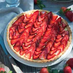 Jahodový koláč s kokosovým pudinkem