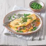 Omeleta s hráškem a šunkou Omeleta s hráškem a šunkou