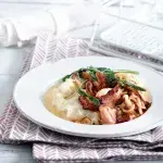 Pečená hlíva ústřičná s kaší z brambor a celeru