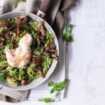 Zelené orzotto s houbami