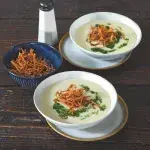 Bramborový krém s batátovou slámou