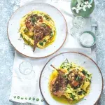 Králík na česneku a rozmarýnu & špenátová polenta