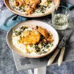 Kuře na víně a smetaně se špenátem