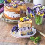 Piškotový dort s borůvkovým krémem a šampaňským želé