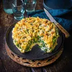 Zapečené těstoviny se zeleným lupením