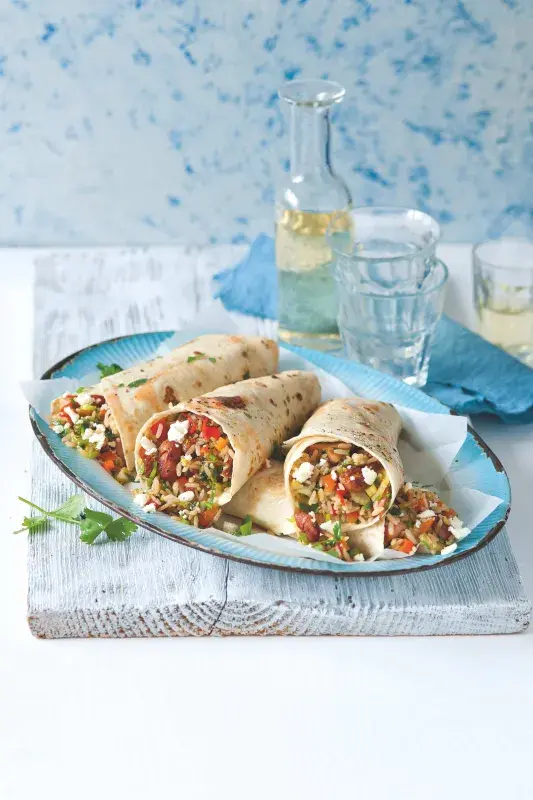 Burrito s rýží a uzeným kuřetem