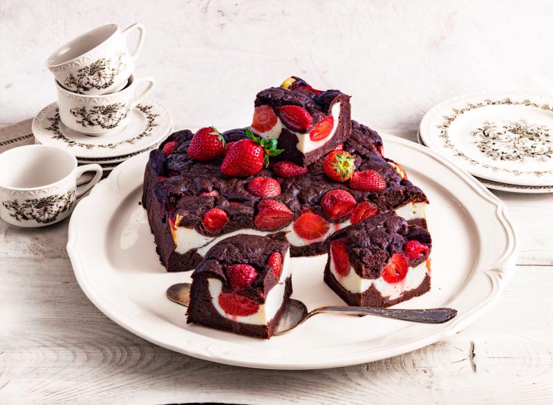 Cheesecake brownies s jahodami