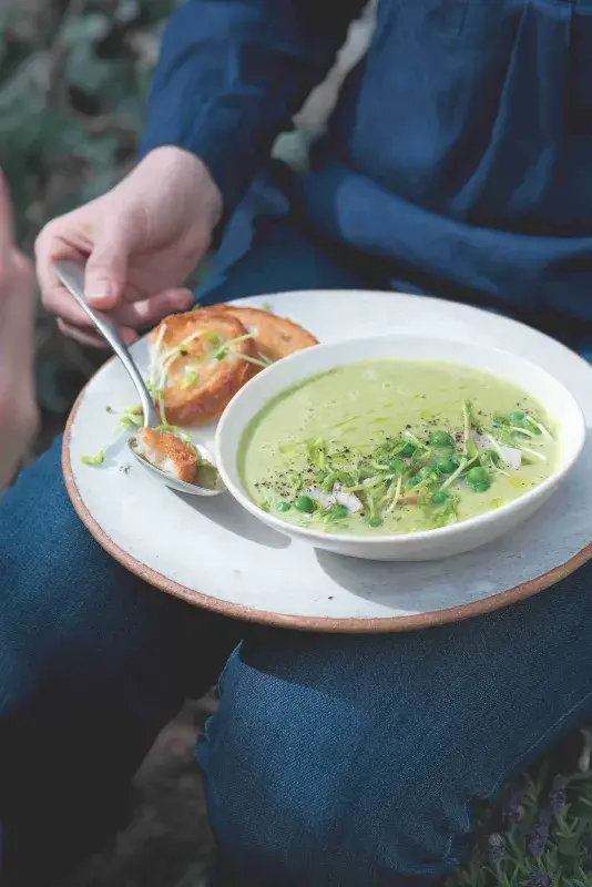 Hráškový krém se šunkou