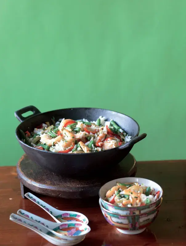 Krevetová rýže na česneku