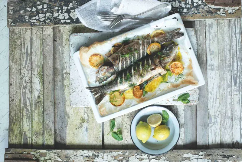 Pečený mořský vlk