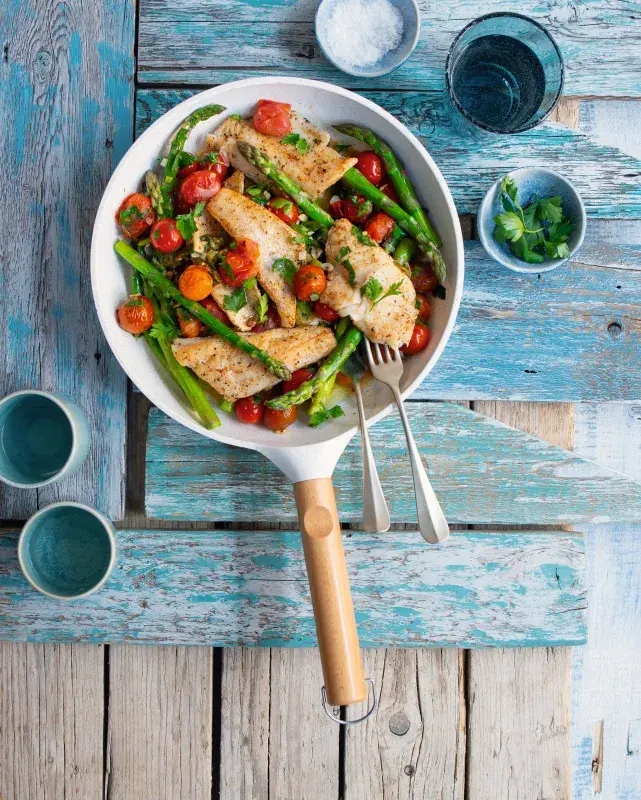 Candát s chřestem a rajčátky