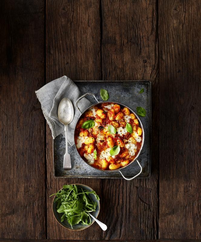 Zapečené gnocchi s chorizem a mozzarellou
